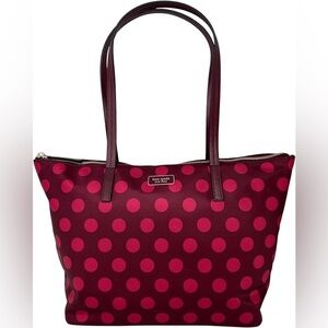 Kate Spade New York nylon Hayden Blackberry Polka Dot top zip tote K4871